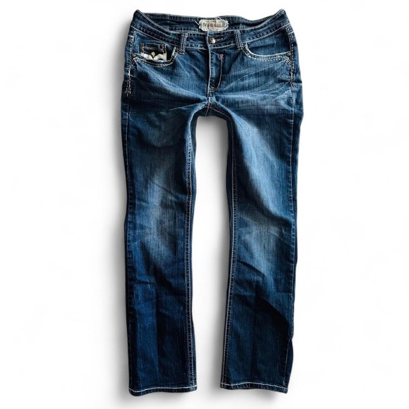 Hydraulic Denim - Hydraulic Bailey Dark Wash Bootcut Jeans Rhinestone Flap Pocket Y2K Western 14